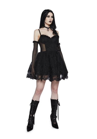Infinite Love Mesh Dress And Gloves Set