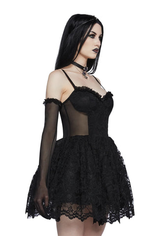 Infinite Love Mesh Dress And Gloves Set