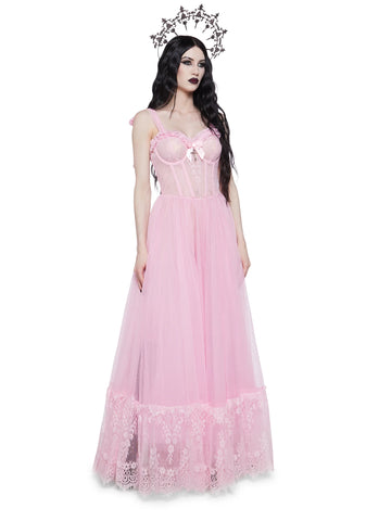 Dance With Death Sleeveless Maxi Dress - Pink