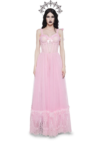 Dance With Death Sleeveless Maxi Dress - Pink