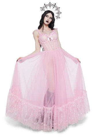 Dance With Death Sleeveless Maxi Dress - Pink