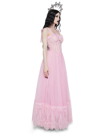 Dance With Death Sleeveless Maxi Dress - Pink
