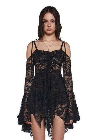F is For Fairies Handkerchief Dress - Black Lace