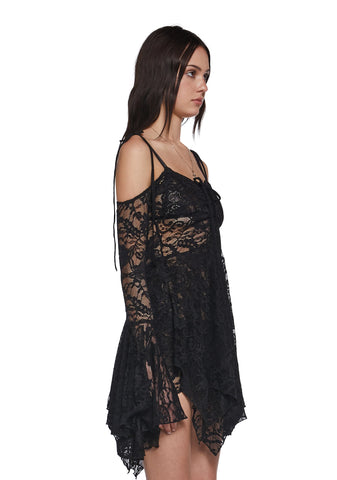 F is For Fairies Handkerchief Dress - Black Lace