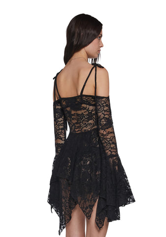 F is For Fairies Handkerchief Dress - Black Lace