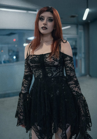 F is For Fairies Handkerchief Dress - Black Lace