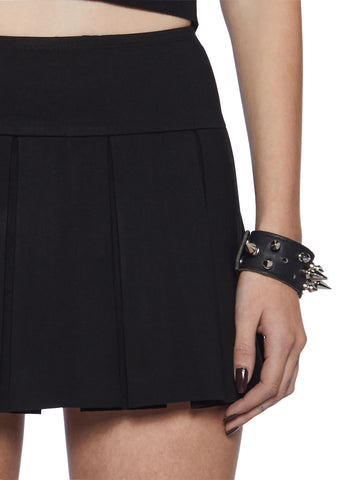 Wicked Scholar Pleated Mini Skirt - Black