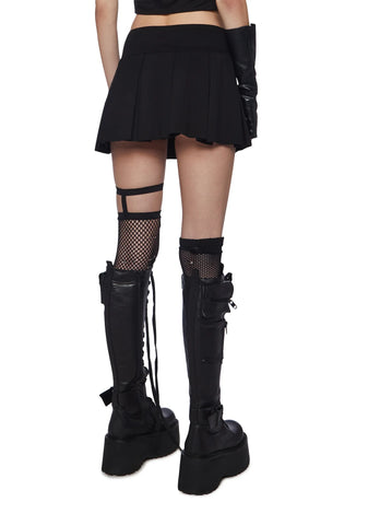 Wicked Scholar Pleated Mini Skirt - Black