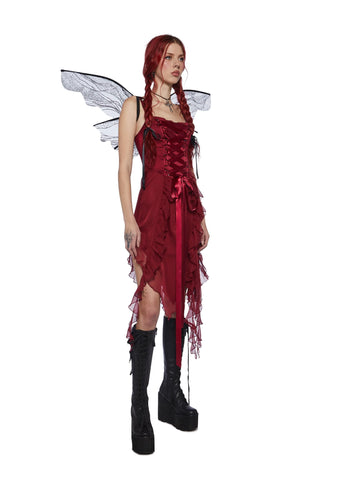 Life's No Fairytale Midi Dress - Burgundy