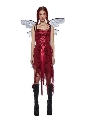 Life's No Fairytale Midi Dress - Burgundy