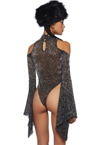 Transcendent Spectre Sequin Bodysuit - Black