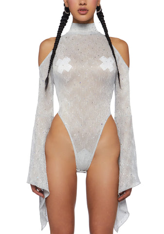 Transcendent Spectre Sequin Bodysuit - White