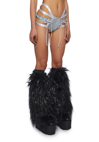 Rude Awakening Lace-Up Shorts - Holographic