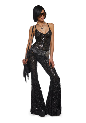 Sparkle Nights Sequin Jumpsuit- Black