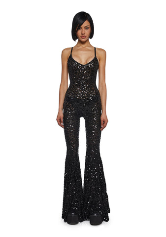 Sparkle Nights Sequin Jumpsuit- Black