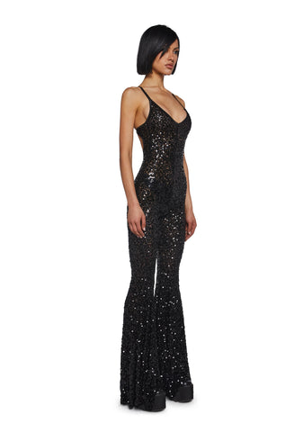 Sparkle Nights Sequin Jumpsuit- Black
