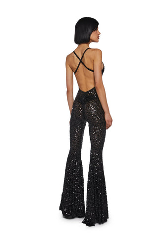 Sparkle Nights Sequin Jumpsuit- Black