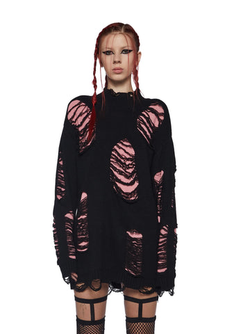 Remote Control Knit Sweater - Pink