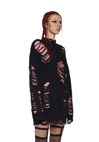 Remote Control Knit Sweater - Pink