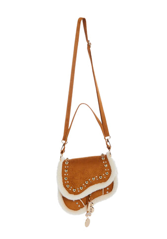 Livin' It Up Studded Saddle Bag - Brown