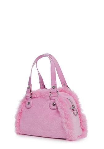 Sparkle Addict Rhinestone Bowler Bag - Pink