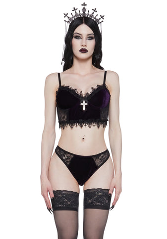 Morphine Eyes Velvet Bra - Purple