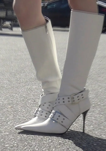 Boulevard Knee High Boots - White