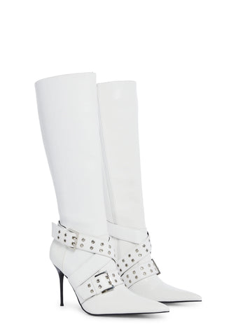 Boulevard Knee High Boots - White
