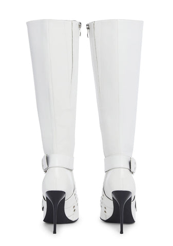 Boulevard Knee High Boots - White