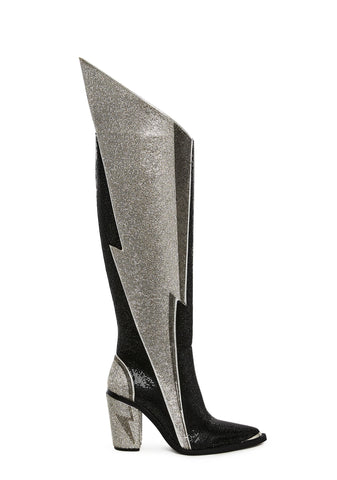 Sheriff Shine Knee High Boots - Noir Ziggy