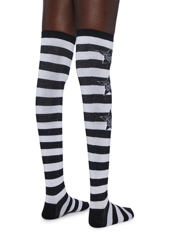 Trapped In Glitz Thigh High Socks