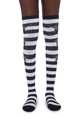 Trapped In Glitz Thigh High Socks