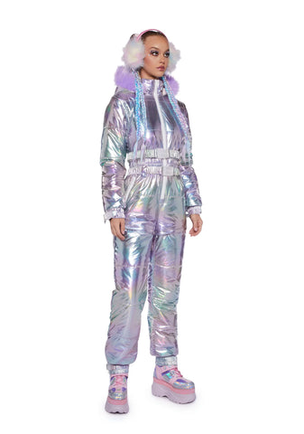 Aurora Beam Holographic Snowsuit - Lavender