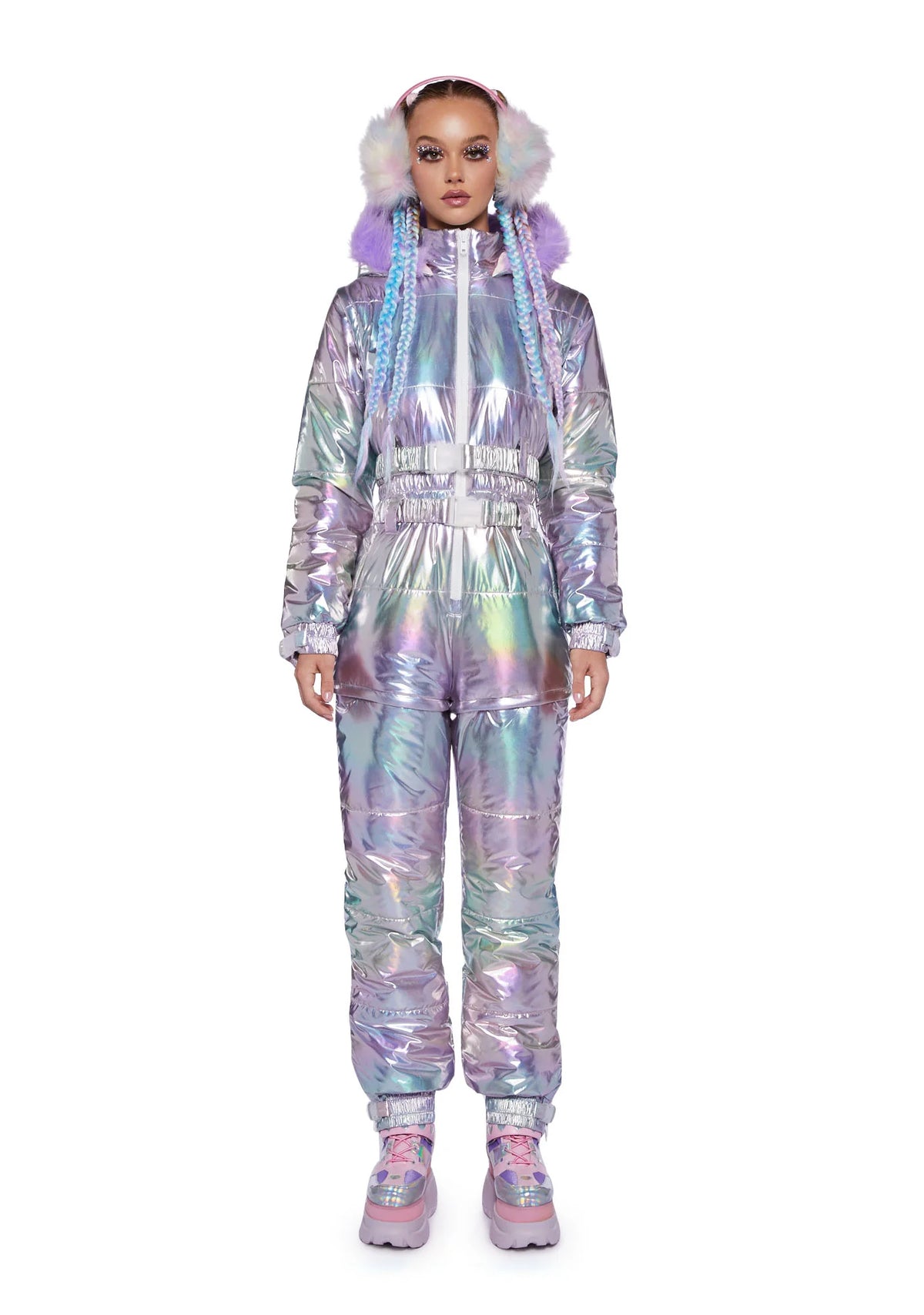 Aurora Beam Holographic Snowsuit - Lavender