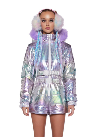 Aurora Beam Holographic Snowsuit - Lavender
