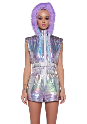 Aurora Beam Holographic Snowsuit - Lavender
