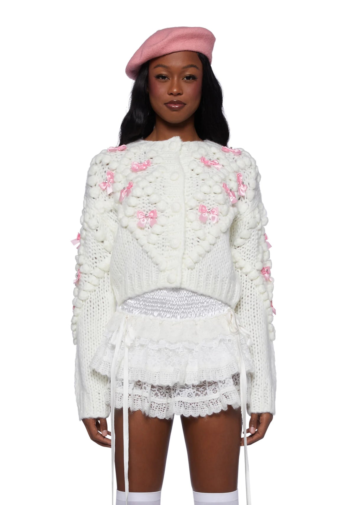 Twinkly Aura Knit Cardigan-Off White