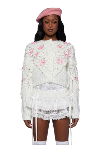 Twinkly Aura Knit Cardigan-Off White