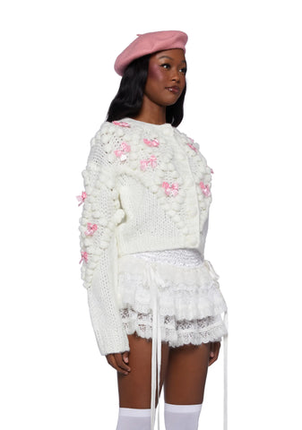 Twinkly Aura Knit Cardigan-Off White