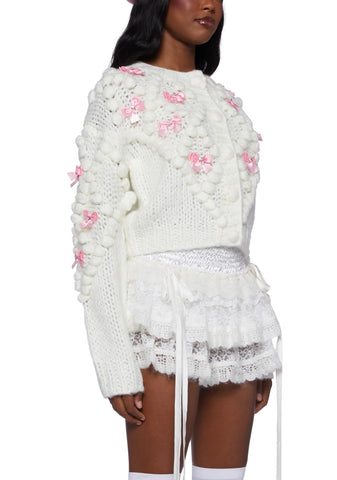 Twinkly Aura Knit Cardigan-Off White