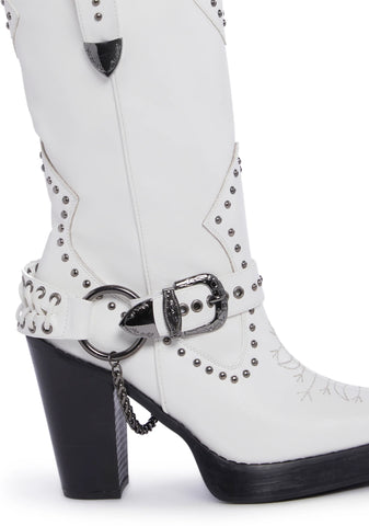 Pace Of Nature Cowboy Boots - White