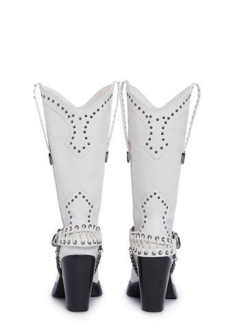 Pace Of Nature Cowboy Boots - White