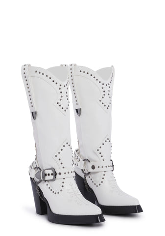 Pace Of Nature Cowboy Boots - White