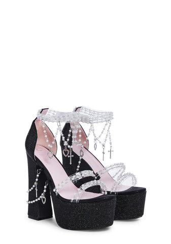 Holy Revelation Platform Heels - Rhinestone