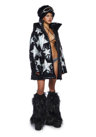 Beyond The Stars Puffer Jacket- Black