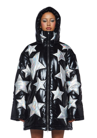 Beyond The Stars Puffer Jacket- Black