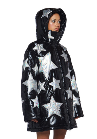 Beyond The Stars Puffer Jacket- Black