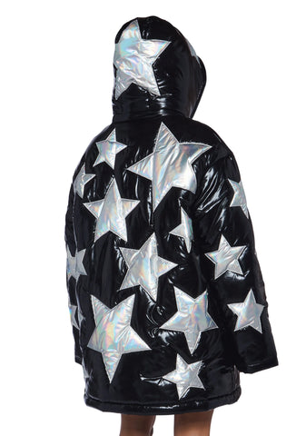 Beyond The Stars Puffer Jacket- Black