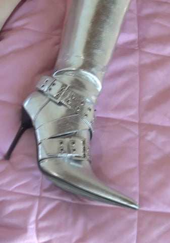 Boulevard Knee High Boots - Silver
