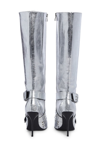 Boulevard Knee High Boots - Silver